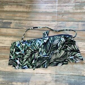 NWT A.N.A Palm Leaf Bikini Top Ruffle Strap Tropical Swim Women’s Small